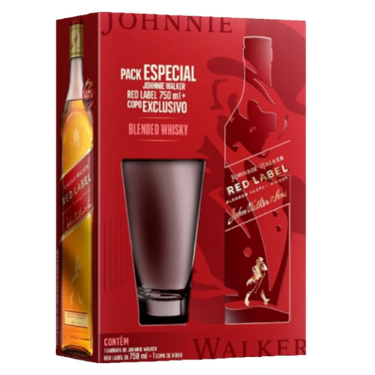 Kit Whisky Johnnie Walker Redl + Copo 750ml